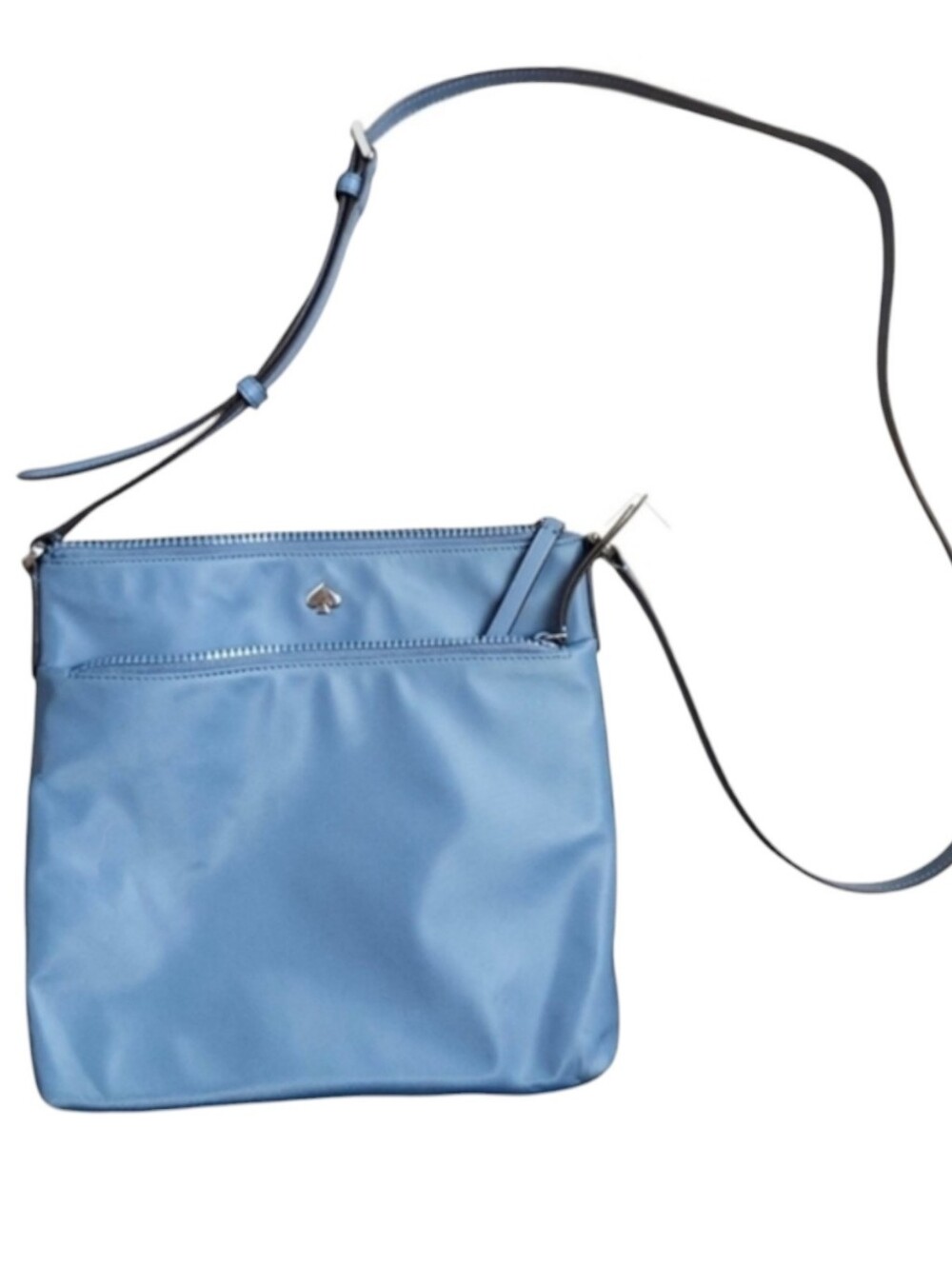 Kate Spade Womens Jae Nylon Flat Zip Top Adjust Strap Crossbody Bag Baby Blue
